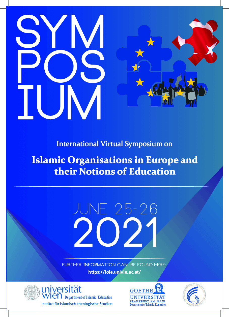 Bild: Veranstaltungsplakat, weiße Schrift auf blauem Hintergrund; Puzzlestücke mit der europäischen und der türkischen Flagge
