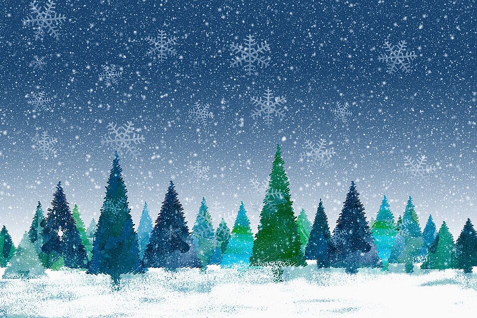 Enlarge in new tab: Illustration winter landscape with snowflakes