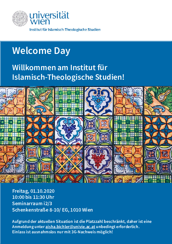 Image: Event poster with mosaic of colourful square tiles 