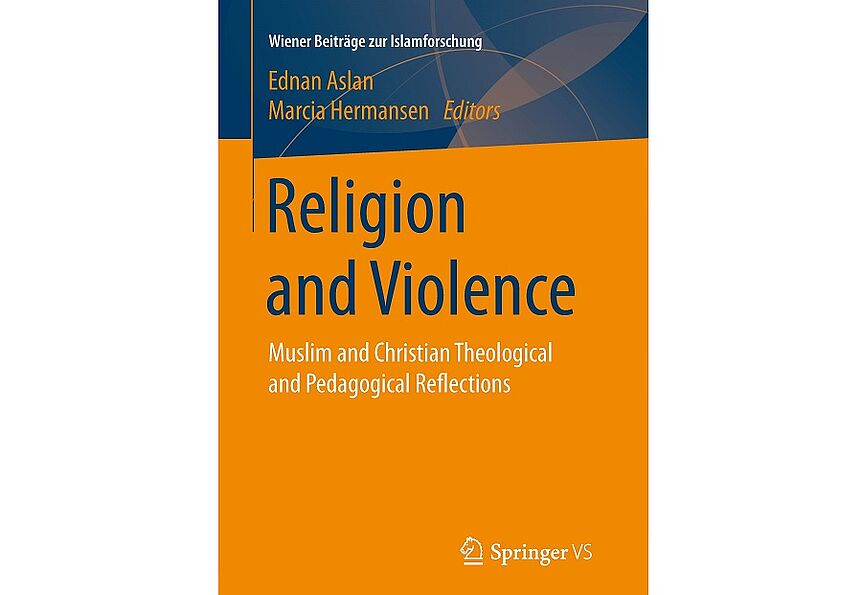 Dunkelgelbes Buchcover "Religion and Violence"