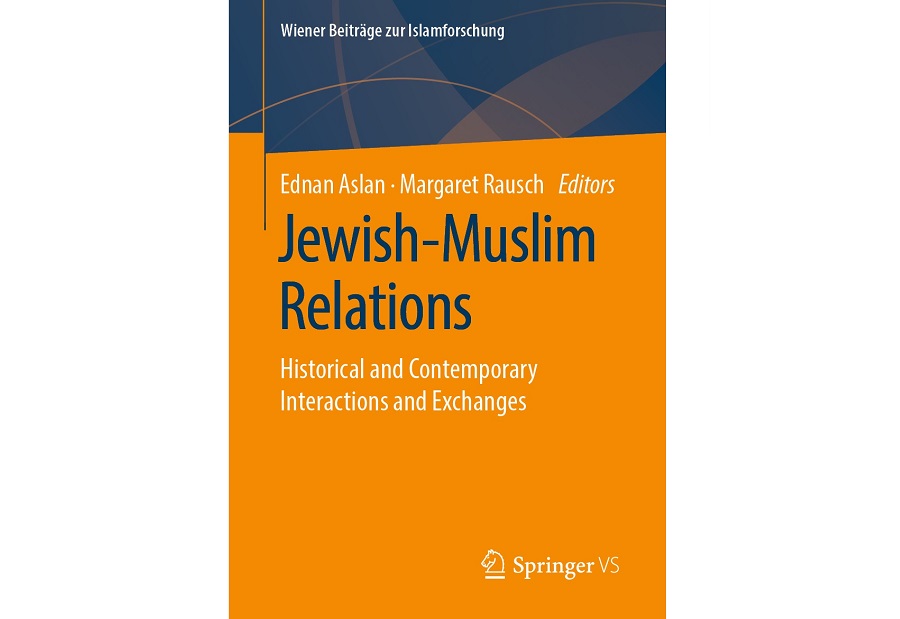Image: Dark yellow book cover "Jewish-Muslim Relations" 